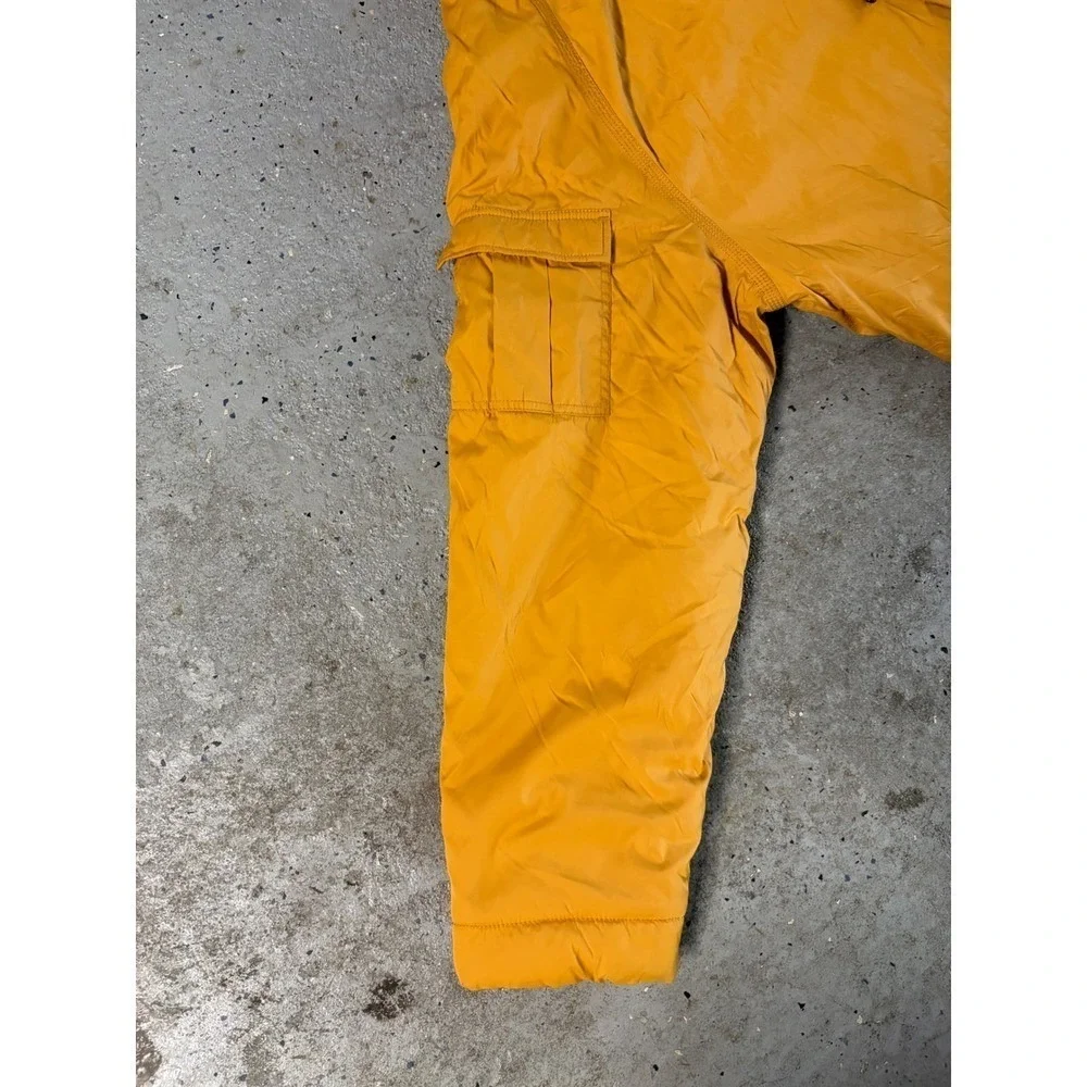 Timberland Rugged and Durable Mustard Yellow Faux Fur Hooded Parka Jacket Men XL